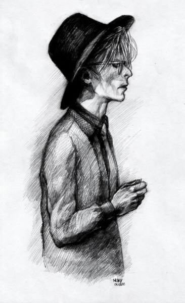 「David Bowie ziggy」というタイトルの描画 Mary Telfordによって, オリジナルのアートワーク, ボールペン