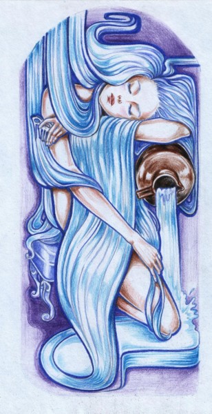 Рисунок под названием "Aquarius" - Mary Telford, Подлинное произведение искусства, Бумага
