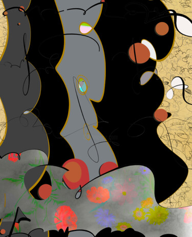 Digitale Kunst mit dem Titel "FLORA - Limited Edi…" von Mary Ness, Original-Kunstwerk, Digitale Malerei