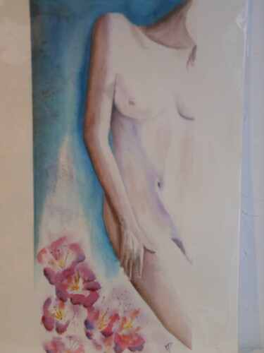 Peinture intitulée "impudique" par Mary Parlant, Œuvre d'art originale, Aquarelle