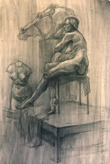 Рисунок под названием "Nude" - Maria Woroby, Подлинное произведение искусства, Пастель
