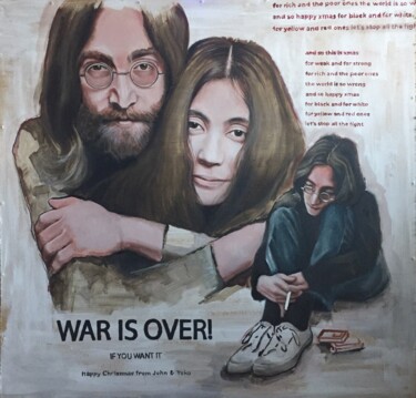 Painting titled "War is over" by Mary Proshina, Original Artwork, Oil Mounted on Other rigid panel