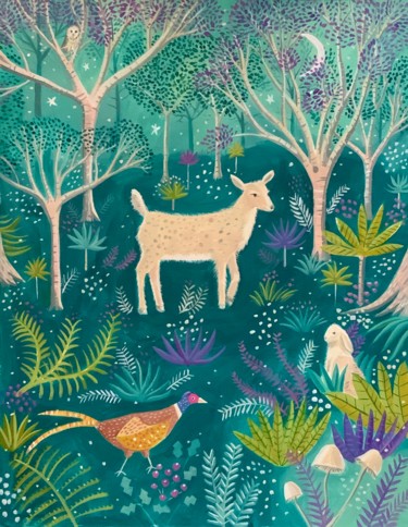 Картина под названием "Enchanted forest wi…" - Mary Stubberfield, Подлинное произведение искусства, Акрил