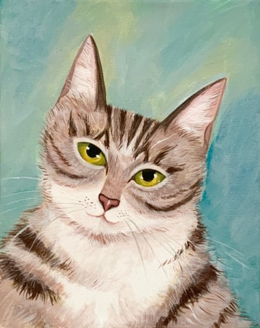 Painting titled "Little rascal" by Mary Stubberfield, Original Artwork, Acrylic Mounted on Wood Stretcher frame