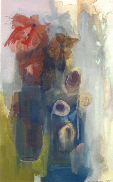 Painting titled "Avril à l'intérieur" by Mary Wees, Original Artwork, Pastel