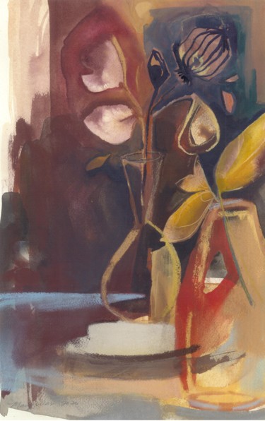 Painting titled "Mai à l'intérieur" by Mary Wees, Original Artwork, Watercolor