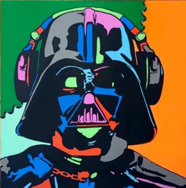 Painting titled "Darth Vader арт кар…" by Marina Nikitina, Original Artwork, Acrylic Mounted on Wood Stretcher frame