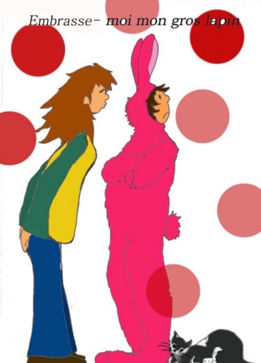 Dessin intitulée "mon gros lapin" par Marya Da Pena, Œuvre d'art originale
