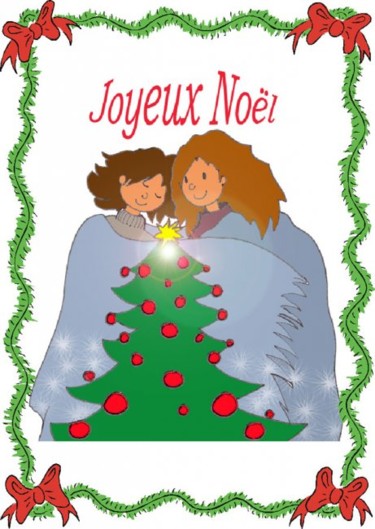 Dessin intitulée "Joyeux Noël !" par Marya Da Pena, Œuvre d'art originale, Autre