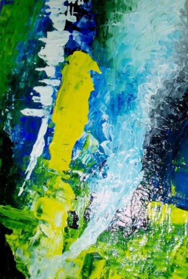 Painting titled "Vert et eau" by Marya Da Pena, Original Artwork