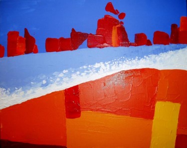 Peinture intitulée "Terres de feu" par Marya Da Pena, Œuvre d'art originale