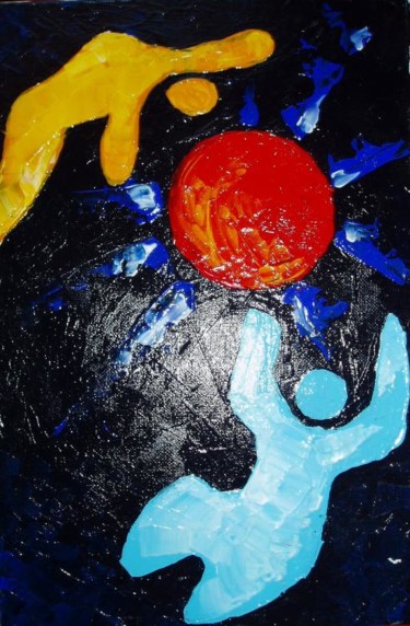 Peinture intitulée "Enfants de lune" par Marya Da Pena, Œuvre d'art originale, Huile
