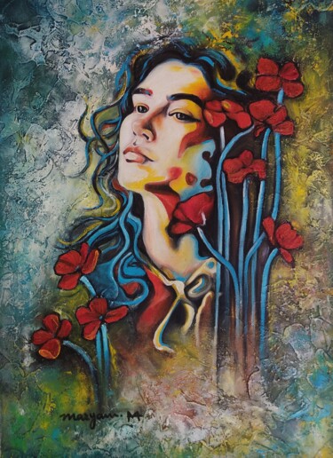 Painting titled "You Are a Flower am…" by Maryam M Ahmed, Original Artwork, Oil