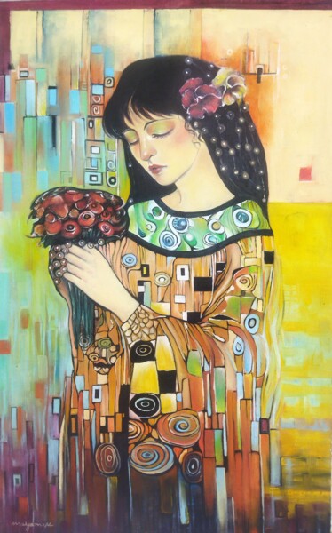 Schilderij getiteld "Bouquet of Life" door Maryam M Ahmed, Origineel Kunstwerk, Olie