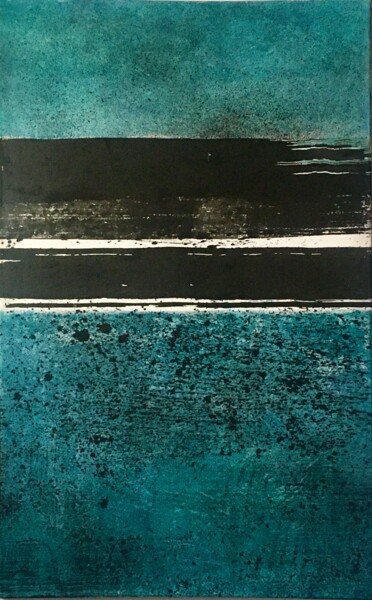 제목이 "Horizon_26"인 그림 Maryam Shams로, 원작, 잉크 나무 들것 프레임에 장착됨