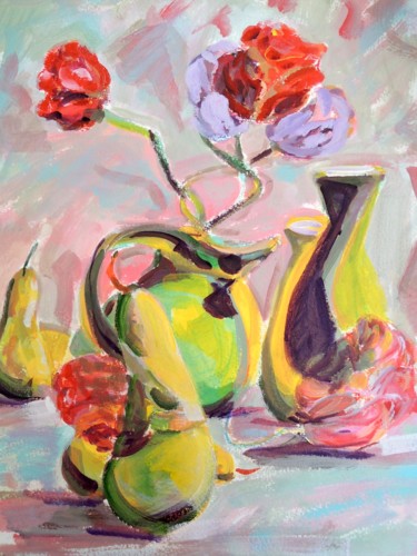 Painting titled "Cubist Still Life" by Mary Schiros, Original Artwork