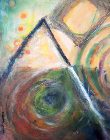 Painting titled "Triangles and Squar…" by Mary Schiros, Original Artwork, Oil