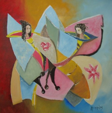 Painting titled "LA BAVARDAGE" by Yorgos Maryelis, Original Artwork, Acrylic