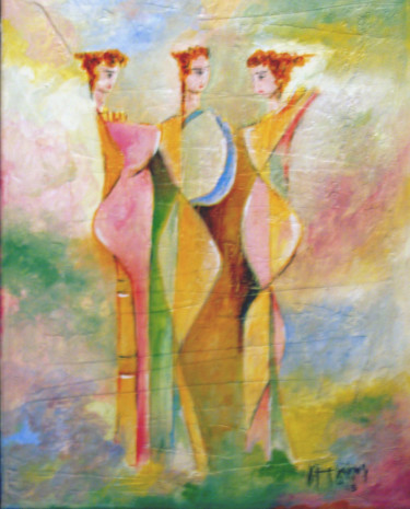 Peinture intitulée "TROIS GRÂCES 1" par Yorgos Maryelis, Œuvre d'art originale, Acrylique