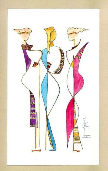 LES PARISIENES 2 Peinture intitulée "LES PARISIENES 2" par Yorgos Maryelis, Œuvre d'art originale, Autre