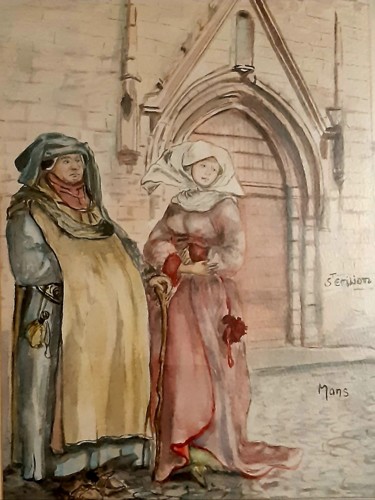 Peinture intitulée "Saint Emilion: Le d…" par Maryfrance Dequidt-Mans (MANS.m), Œuvre d'art originale, Aquarelle