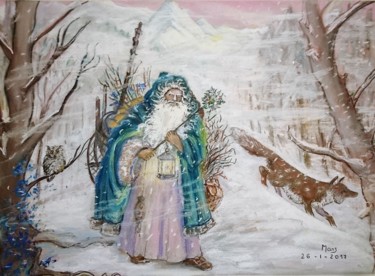 Painting titled "Le voyage du Père H…" by Maryfrance Dequidt-Mans (MANS.m), Original Artwork, Pastel