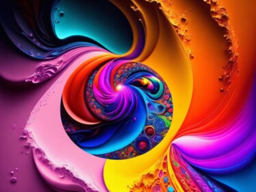 Цифровое искусство под названием ",,Rainbow abstract"" - Mary Gov, Подлинное произведение искусства, Изображение, сгенериров…
