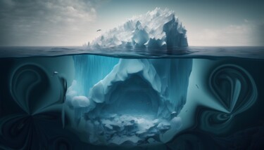 Digital Arts titled "Iceberg in the ocea…" by Mary Gov, Original Artwork, Digital Painting