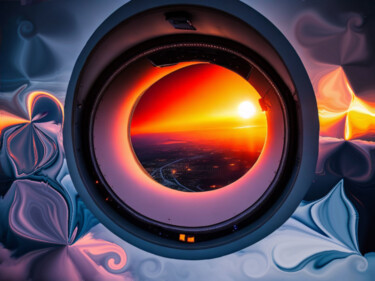 Arts numériques intitulée "Sunset from the sky…" par Mary Gov, Œuvre d'art originale, Image générée par l'IA