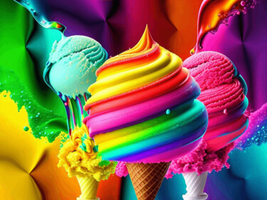 Digital Arts titled "Ice cream with rain…" by Mary Gov, Original Artwork, AI generated image