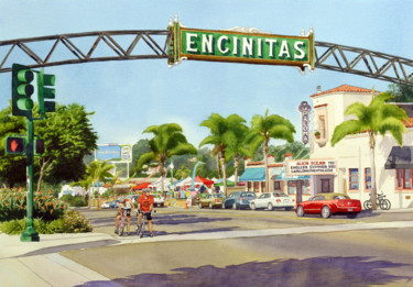 Malerei mit dem Titel "Encinitas California" von Mary Helmreich, Original-Kunstwerk