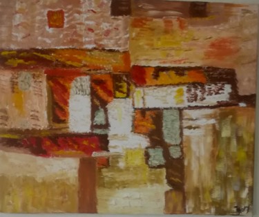 Painting titled "CUBIQUE" by Mary-Jo Hertzog, Original Artwork, Oil