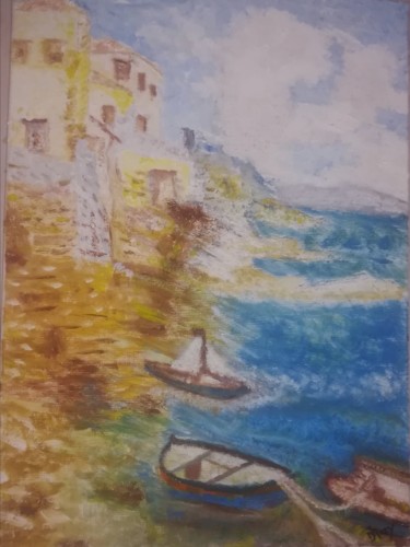 Painting titled "POSITANO" by Mary-Jo Hertzog, Original Artwork, Oil