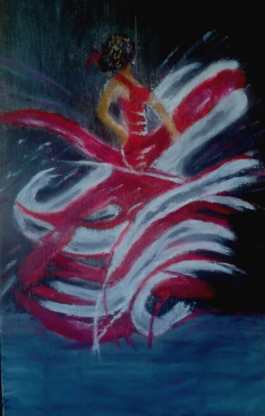 Peinture intitulée "LA DANSEUSE DE FLAM…" par Mary-Jo Hertzog, Œuvre d'art originale, Huile
