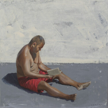 Pintura titulada "Un lecteur" por Marylin Cavin, Obra de arte original, Oleo Montado en Bastidor de camilla de madera