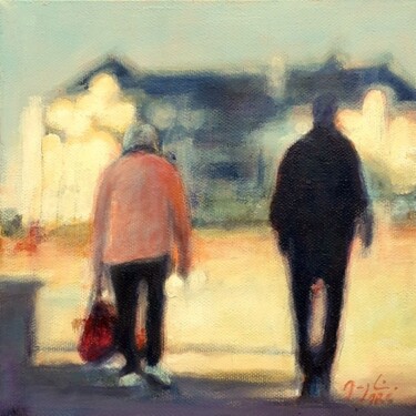 Painting titled "Retour maison" by Maryline Mercier, Original Artwork, Oil Mounted on Wood Stretcher frame