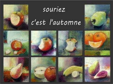 Peinture intitulée "fruits-d-automne-x1…" par Maryline Mercier, Œuvre d'art originale