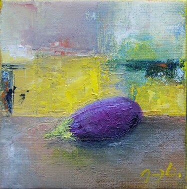 Painting titled "Aubergine au curry" by Maryline Mercier, Original Artwork