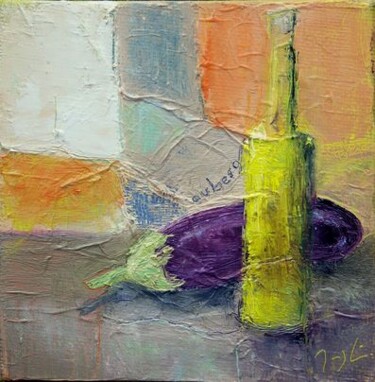 Painting titled "Aubergine frite" by Maryline Mercier, Original Artwork