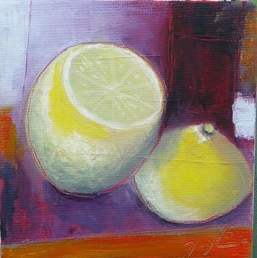 Painting titled "Old lemon" by Maryline Mercier, Original Artwork, Oil