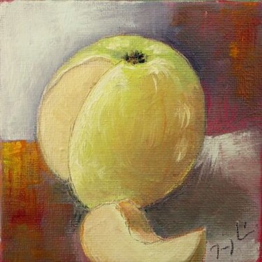 Painting titled "Golden pomme" by Maryline Mercier, Original Artwork, Oil