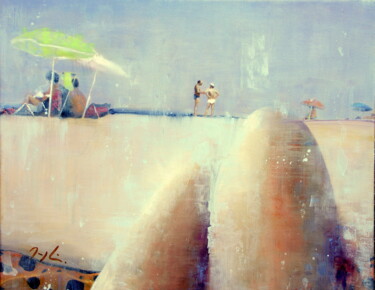 Peinture intitulée "On The Beach" par Maryline Mercier, Œuvre d'art originale, Huile
