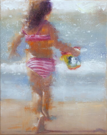 Painting titled "Les vacances de Mic…" by Maryline Mercier, Original Artwork, Oil