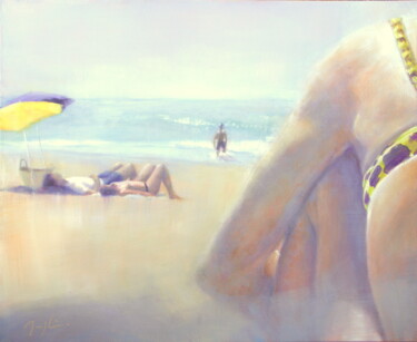 Peinture intitulée "On the beach III" par Maryline Mercier, Œuvre d'art originale, Huile