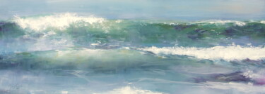 Painting titled "The Wave IV" by Maryline Mercier, Original Artwork, Oil