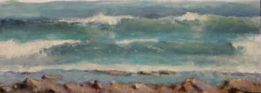 Painting titled "The Wave III" by Maryline Mercier, Original Artwork, Oil