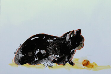 Painting titled "Brownie." by Maryline Mercier, Original Artwork, Ink