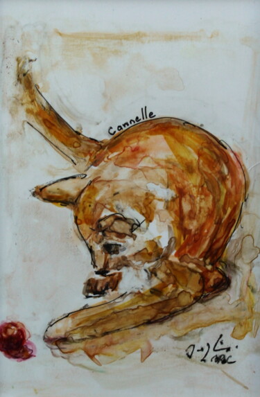 Painting titled "Cannelle." by Maryline Mercier, Original Artwork, Ink