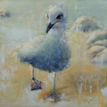 Painting titled "Happy Feet" by Maryline Mercier, Original Artwork, Oil