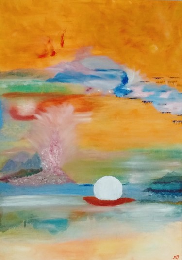 Painting titled "Quand le ciel flamb…" by Maryline Payssé, Original Artwork